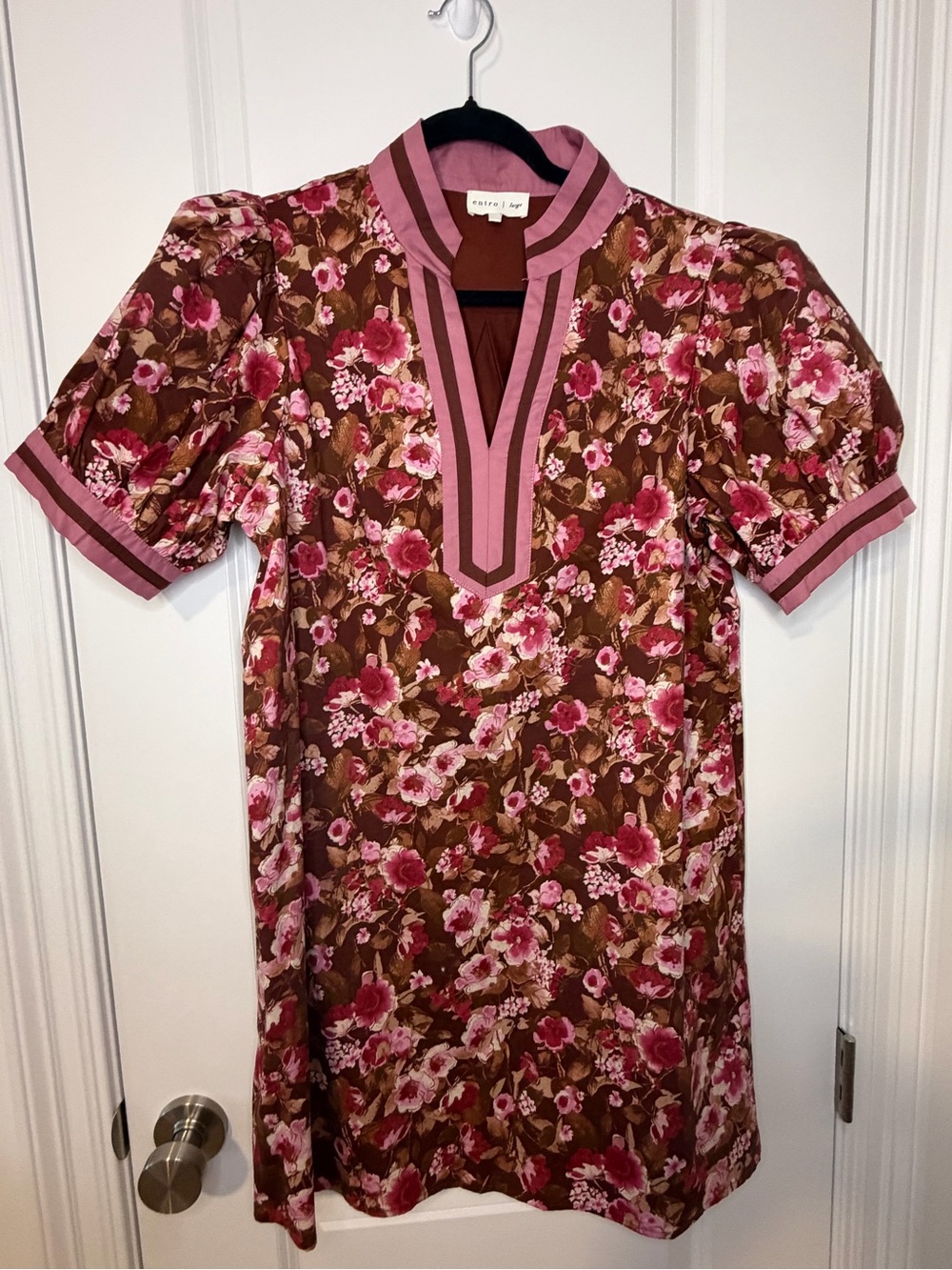 entro Pink and Brown Floral Mini Dress Fall
